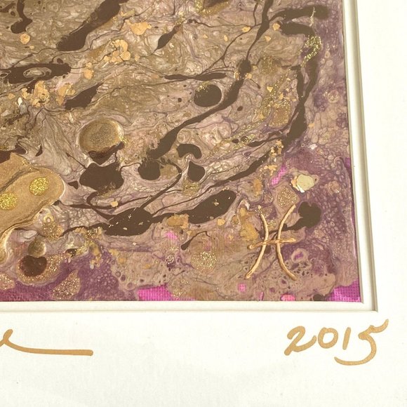 Floral Bed - Original Art Mixed Media Painting Wood Framed 14"x14" - Picture 7 of 9